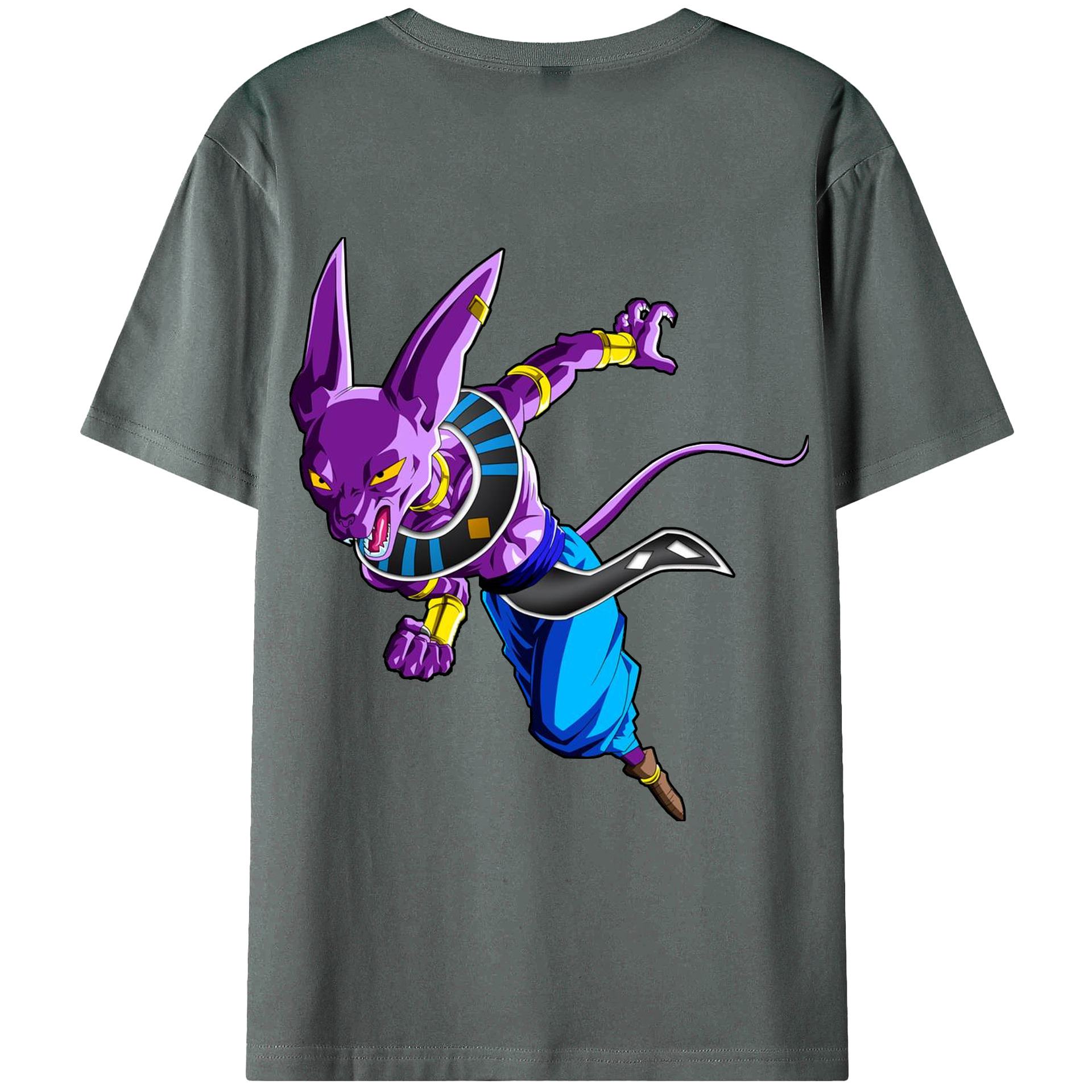 （画像用） ドラゴンボール ビルス 破壊神ビルス DRAGON BALL Beerus Birusu 綿100％ メンズ半袖Tシャツ（バックプリント） 通気性